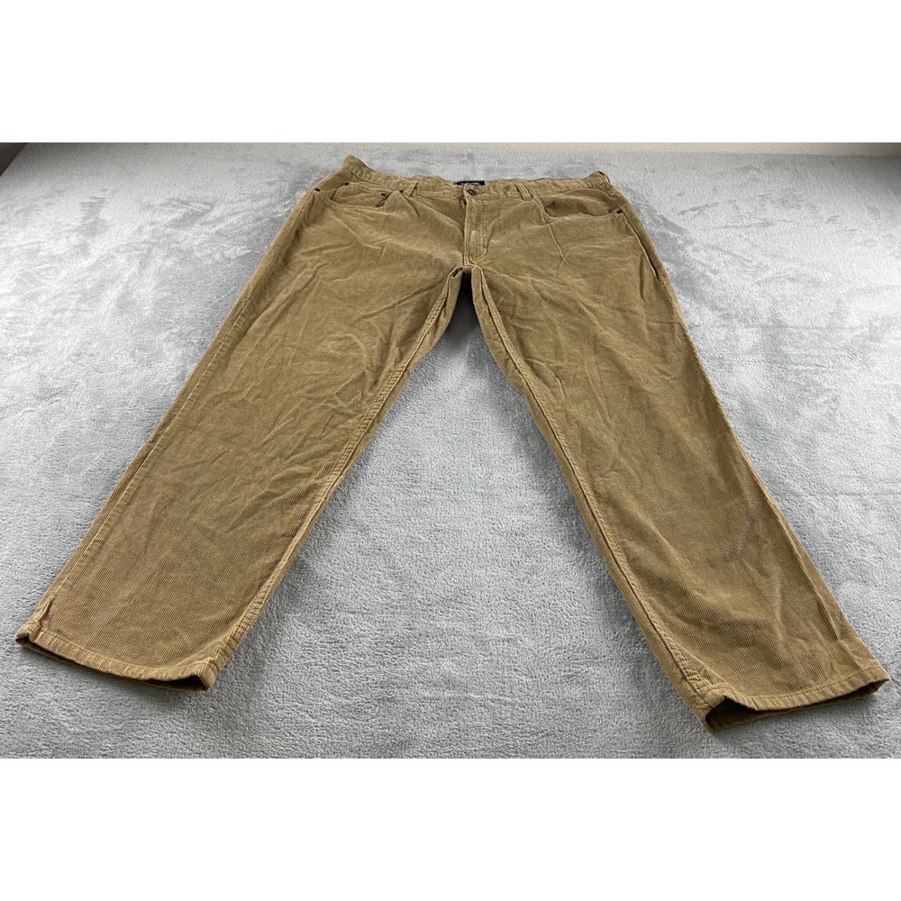 St Johns Bay Mens Tan Corduroy Straight Leg Pants 40x29 Khaki Cotton 5-Pocket